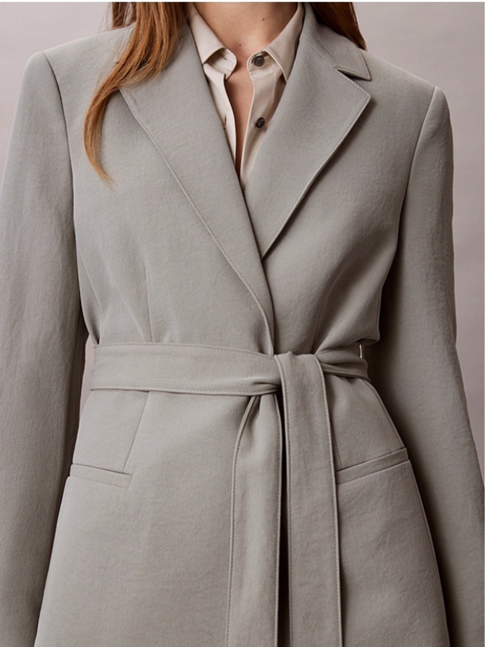 (NWOT) Calvin Klein Women's Casual Twill Collared Belted Blazer